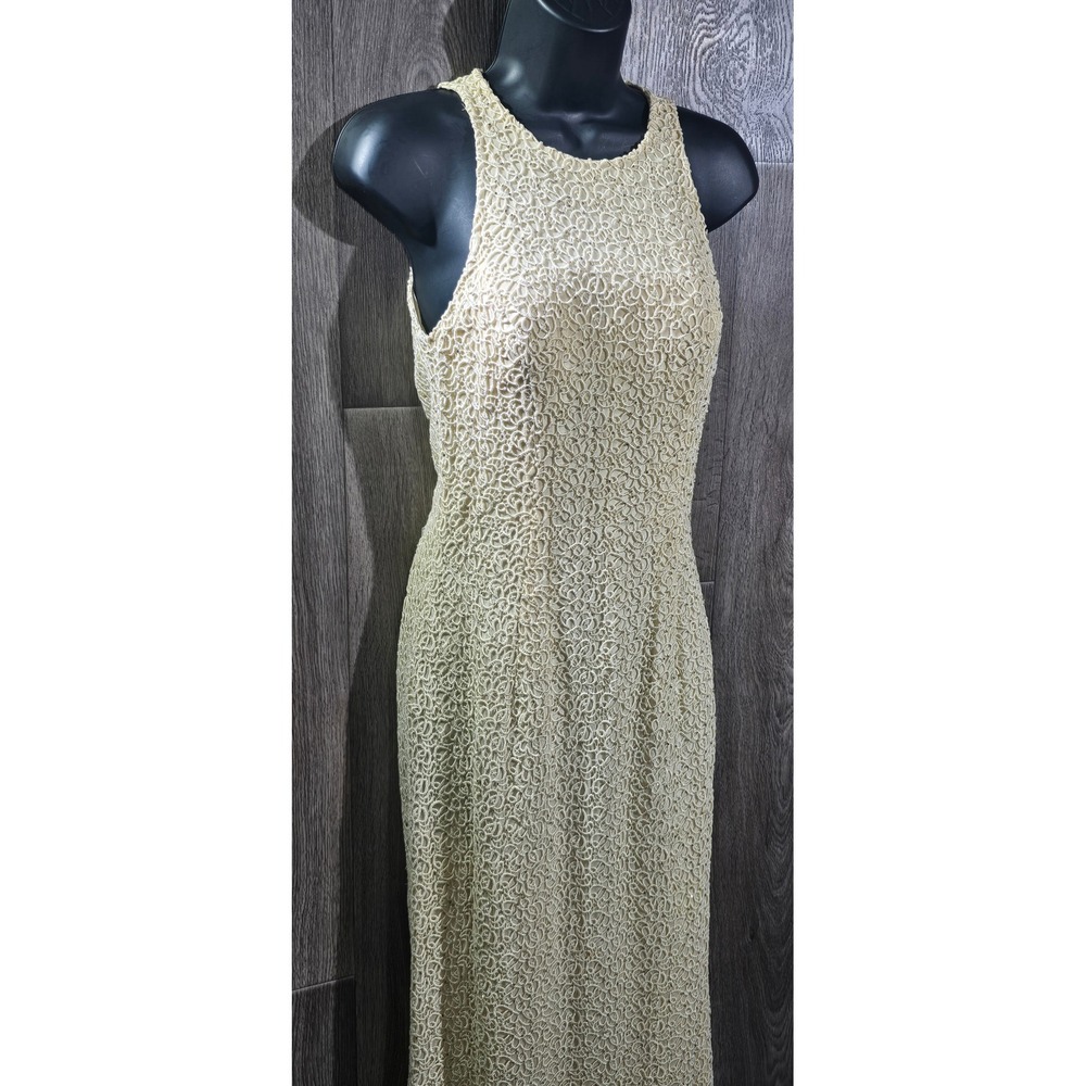 Creative Creations‎ Sleeveless Maxi Dress Beige Lace Overlay Size 4 Formal